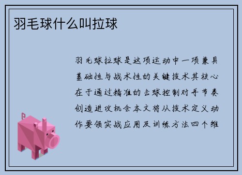 羽毛球什么叫拉球