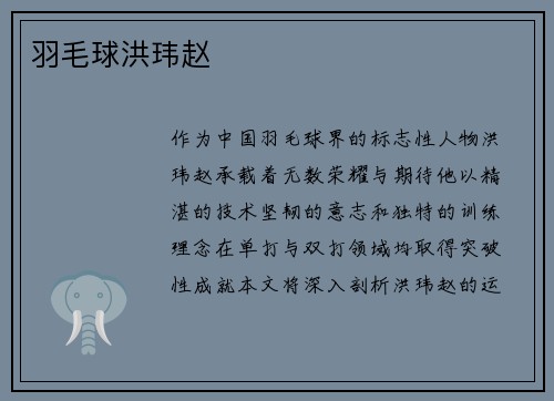 羽毛球洪玮赵