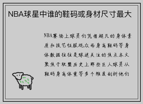 NBA球星中谁的鞋码或身材尺寸最大